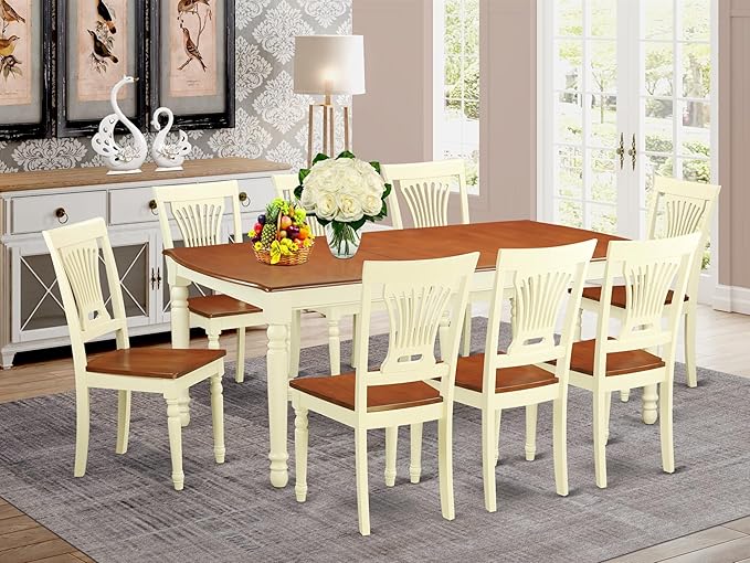 East West Furniture DOPL9-WHI-W 9 Piece Dining Table Set Includes a Rectangle - Image 2