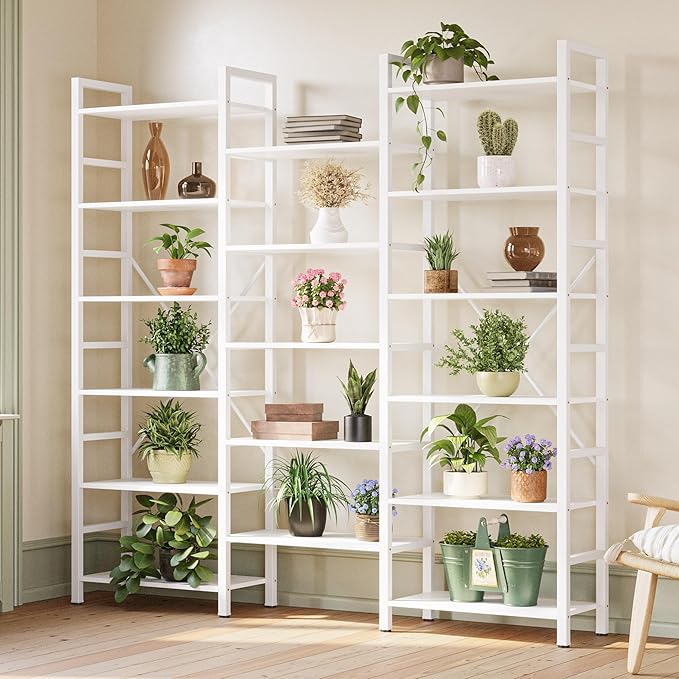 IRONCK Bookshelves 6 Tiers Triple Wide Industrial Bookshelf, Large Etagere - Image 7