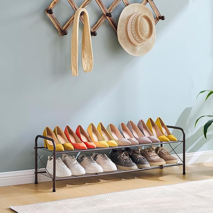 Hoctieon 2 Tier Shoe Rack for Closet, Durable Mesh Style Shoe Rack, Entryway - Image 7