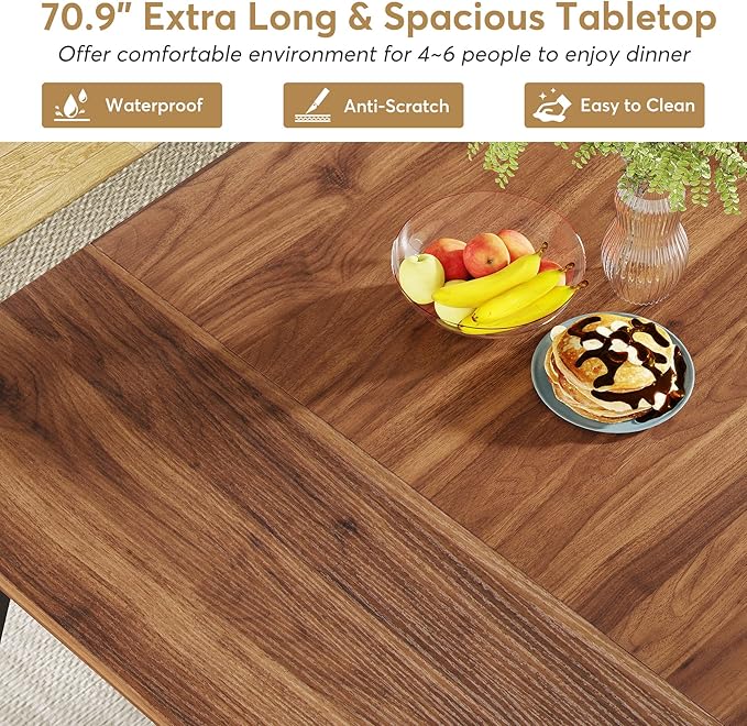 LITTLE TREE 70.9 Inch Large Rectangular Dining Table Kitchen Furniture - Image 6