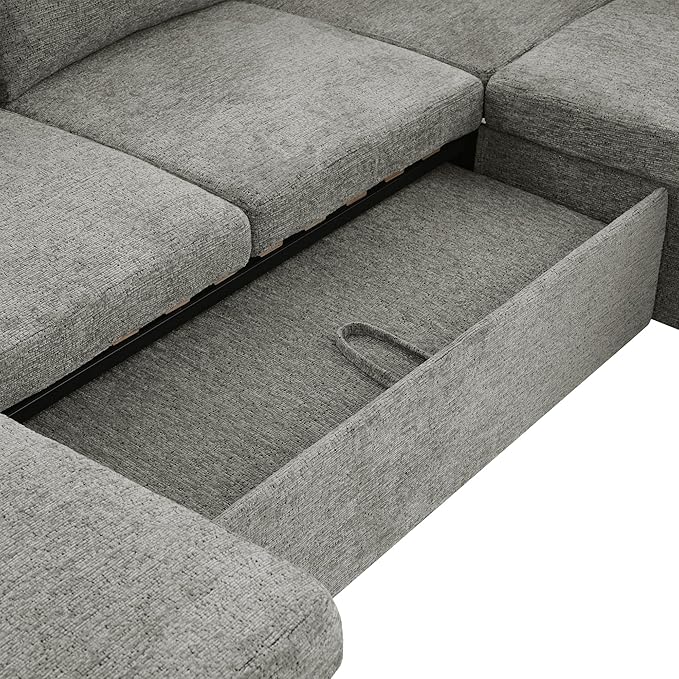Eafurn Oversized U Shaped Sectional Sleeper Sofabed Pull Out Couch Bed - Image 10