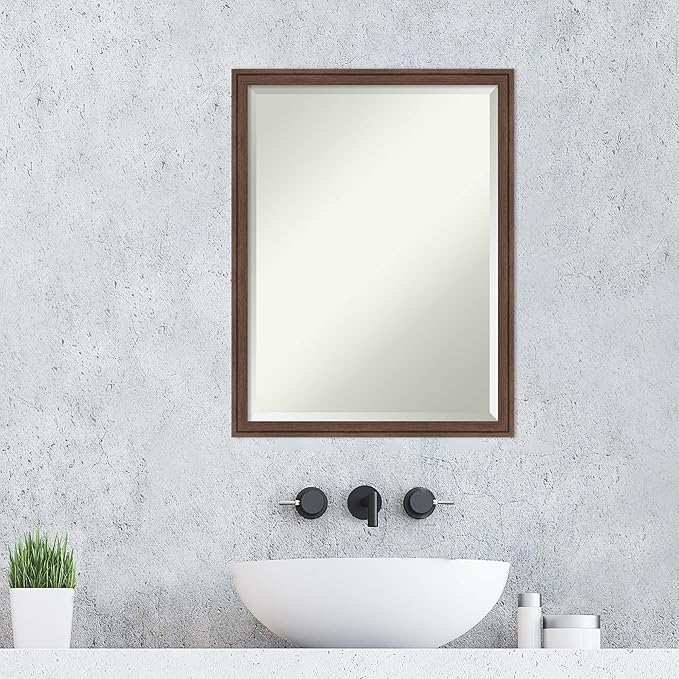 Amanti Art Brown Wall Mirror 26x20 Florence Medium Brown Rectangle Bathroom - Image 5