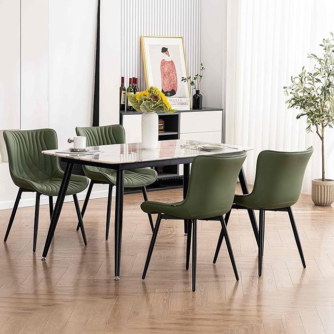 YOUTASTE Dining Chairs Set of 2 Upholstered Mid Century Modern Kitchen & Dining - Image 3
