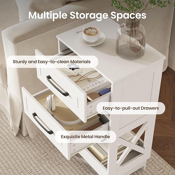 Tall Nightstand Set of 2 Side Table - Image 4