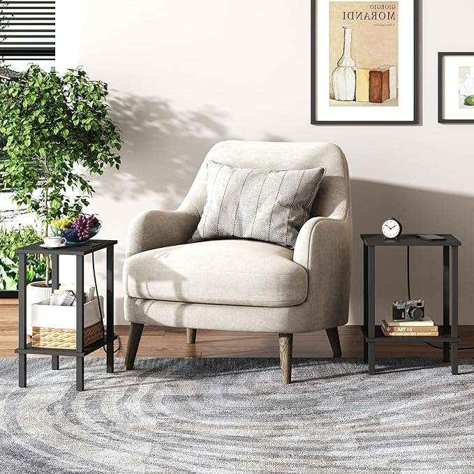 TUTOTAK End Table with Charging Station, Side Table with USB Ports and Outlets - Image 5