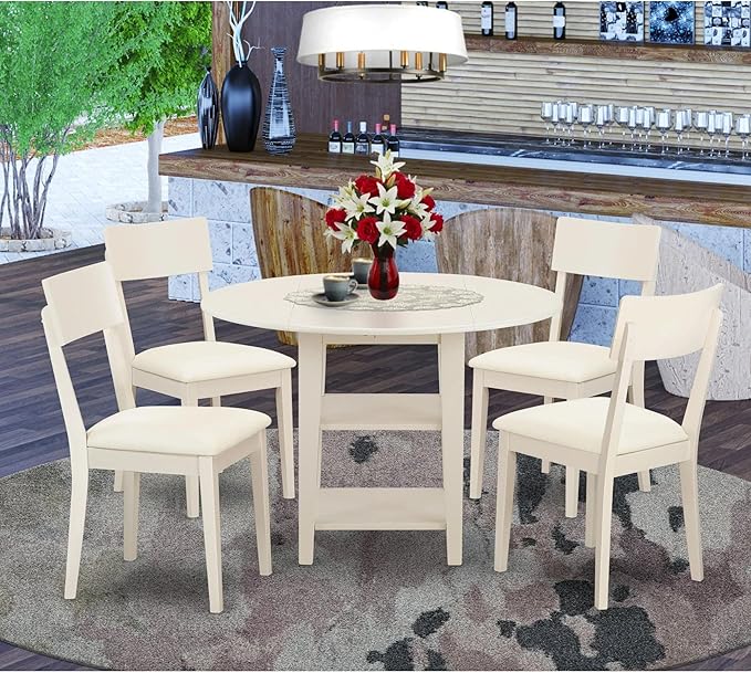 East West Furniture SUAD5-LWH-LC 5 Piece Dining Room Furniture Set Includes a - Image 2