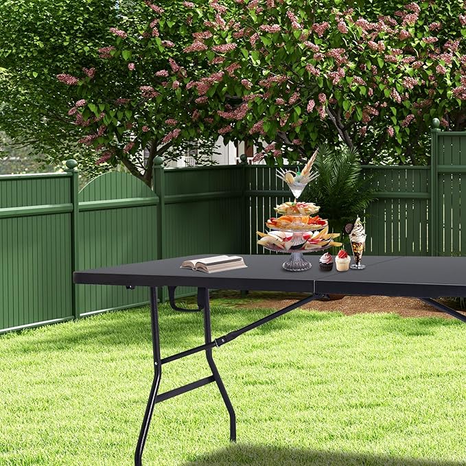 Folding Table 6ft Portable Heavy Duty Plastic Fold-in-Half 6 Foot Foldable - Image 2