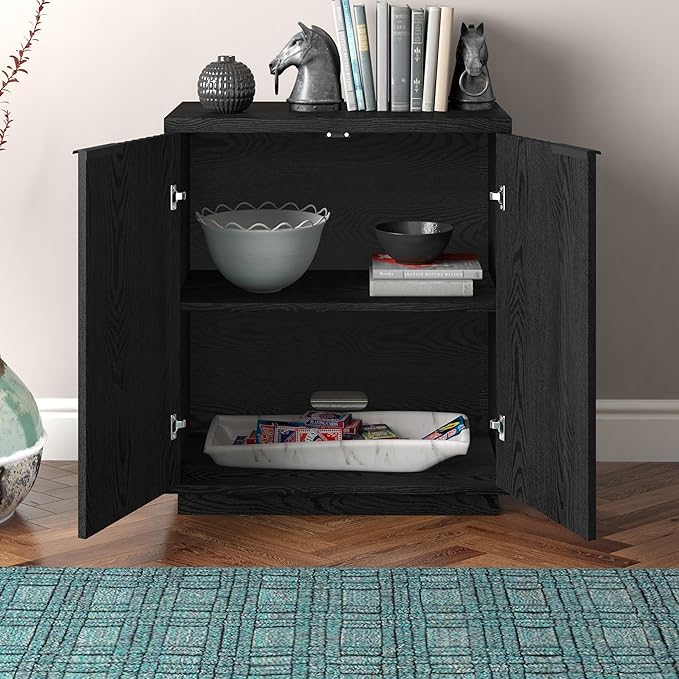 Henn&Hart 28" Wide Rectangular Accent Cabinet in Black Grain, - Image 4