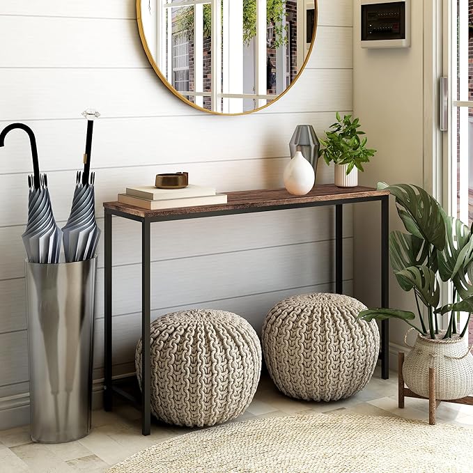 HOMERECOMMEND Rustic Brown Console Table - Image 9
