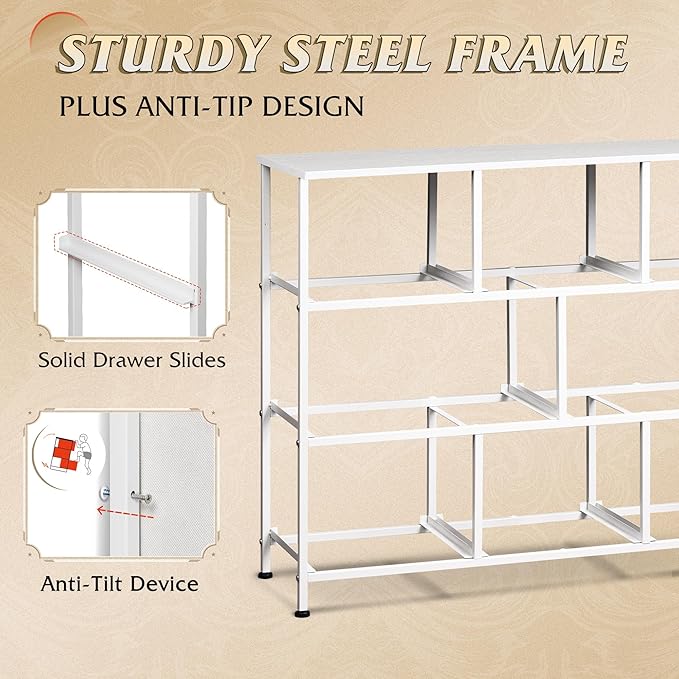 WLIVE 8 Drawer Dresser for Bedroom, Fabric White Dresser - Image 6