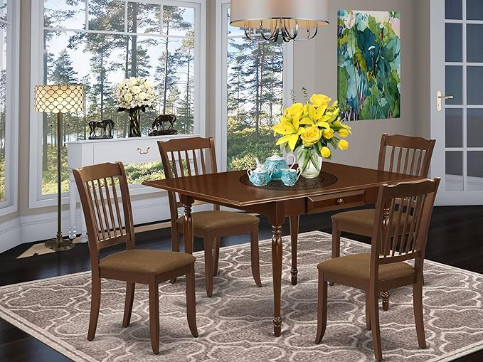 East West Furniture MZDA5-MAH-C 5 Piece Kitchen Table Set - Image 2
