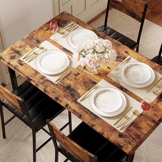 IRONCK Dining Table Set for 4, Wood Kitchen Table - Image 5