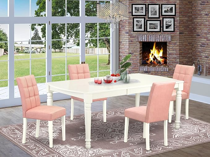 East West Furniture DOAS5-LWH-42 5 Piece Dining Table Set Includes A Kitchen - Image 2