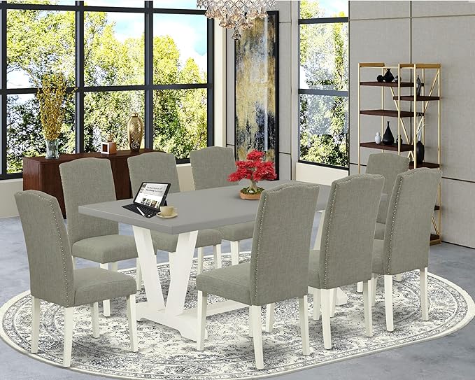 East West Furniture V097EN206-9 9 Piece Dining Room Set Includes a Rectangle - Image 2