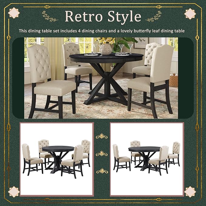 Merax 5-Piece Retro Style Dining Room Set - Image 5