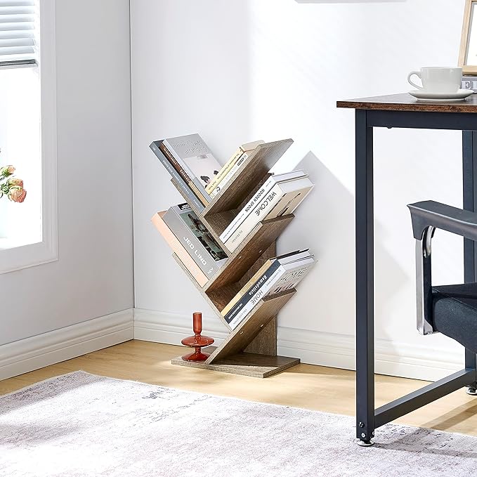 Hoctieon 4 Tier Tree Bookshelf, 4 Shelf Bookcase, Modern Book Storage, Free - Image 6