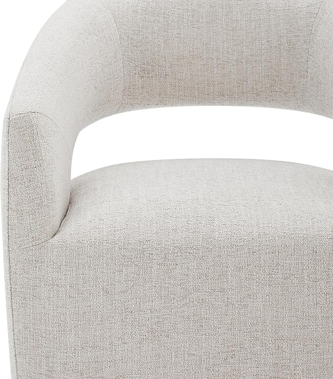 Upholstered Dining Chairs with Casters No Assembly Modern Barrel Armchair with - Image 4