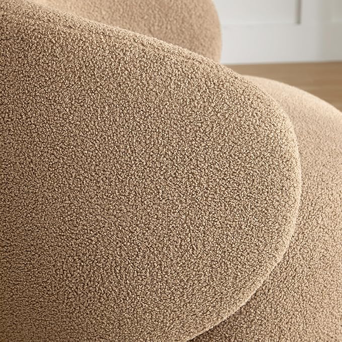 Swivel Accent Chair Round Barrel Armchair Upholstered Performance Fabric - Image 4
