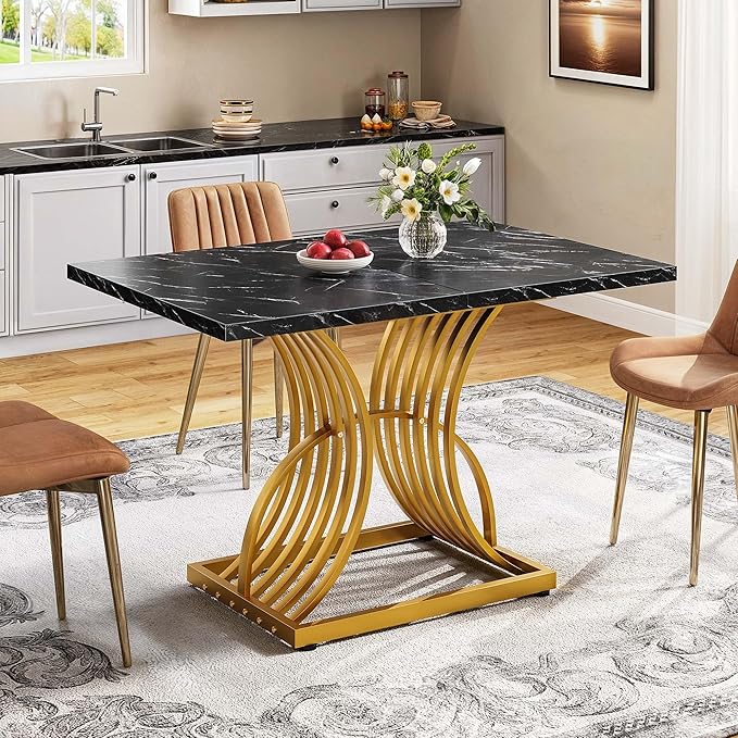 DWVO Modern Dining Table for 4 People 47 Inch Rectangular Kitchen Table by DWVO