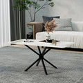 White Marble Coffee Table Modern Rectangular 40 Inch Living Room Table by Goldfan