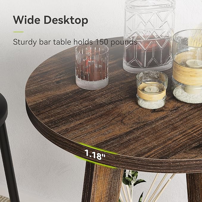 LITTLE TREE Portable Round Bar Table, High Top Bistro Pub Table, Mobile 2-Tier - Image 7