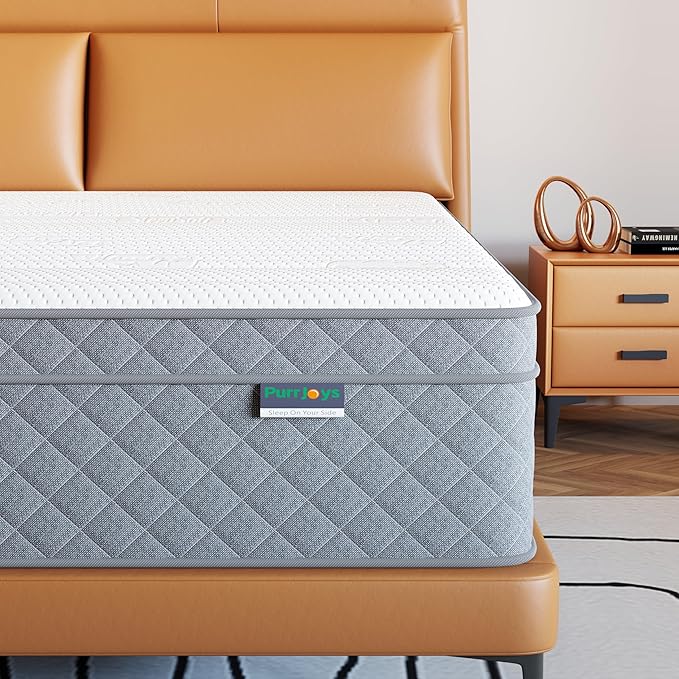 Firm Full Mattress, 12 Inch Cooling-Gel Memory Foam and Pocket Spring Hybrid by PurrJoys