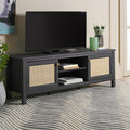 SAFAVIEH Evane TV Stand for up to 65" Flatscreen – Distressed Black & Natural by SAFAVIEH