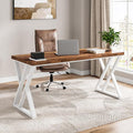 Tribesigns Modern Walnut/White 55" Heavy Duty Computer Desk, Study & Work Desk by Tribesigns