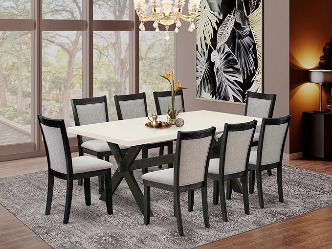 East West Furniture X627MZ606-9 9 Piece Modern Dining Table Set Includes a - Image 2