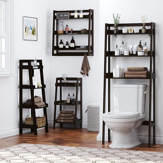 UTEX Over The Toilet Storage, 3-Tier Bathroom Shelves Over Toilet, Behind - Image 7