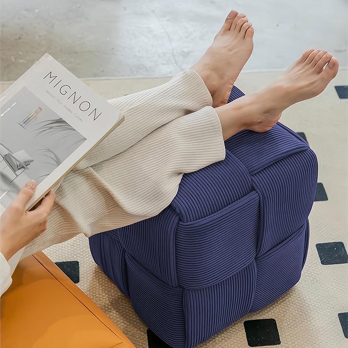 Ottoman Foot Rest Soft and Comfortable Ottoman Square Corduroy Woven Design - Image 5