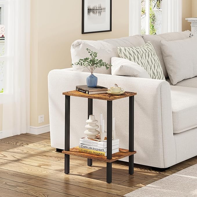 TUTOTAK End Table, Side Table, Nightstand, 2-Tier Storage Shelf, Sofa Side Table - Image 2