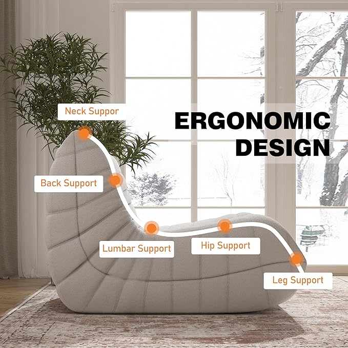 Bean Bag Chair for Adults, Oversized Fireside Chair Comfy Lazy Floor Sofa - Image 5
