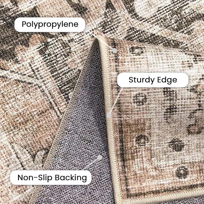 GENIMO 10x14 Area Rugs for Living Room, Machine Washable Non Slip Vintage Retro - Image 5