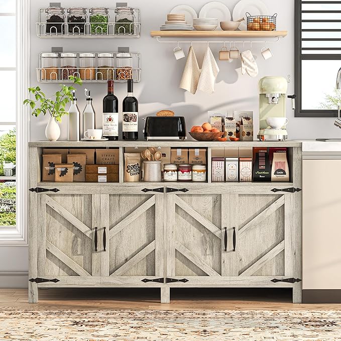 Buffet Cabinet with Storage Farmhouse with 4 Doors, Dining Room - Image 5