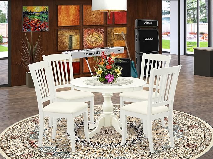 East West Furniture HBDA5-LWH-C 5 Piece Kitchen Table & Chairs Set Includes a - Image 2