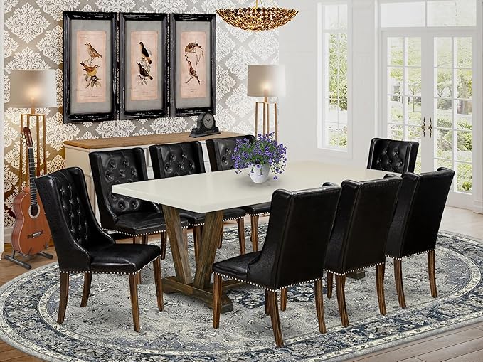 East West Furniture V727FO749-9 9 Piece Modern Dining Table Set Includes a - Image 2