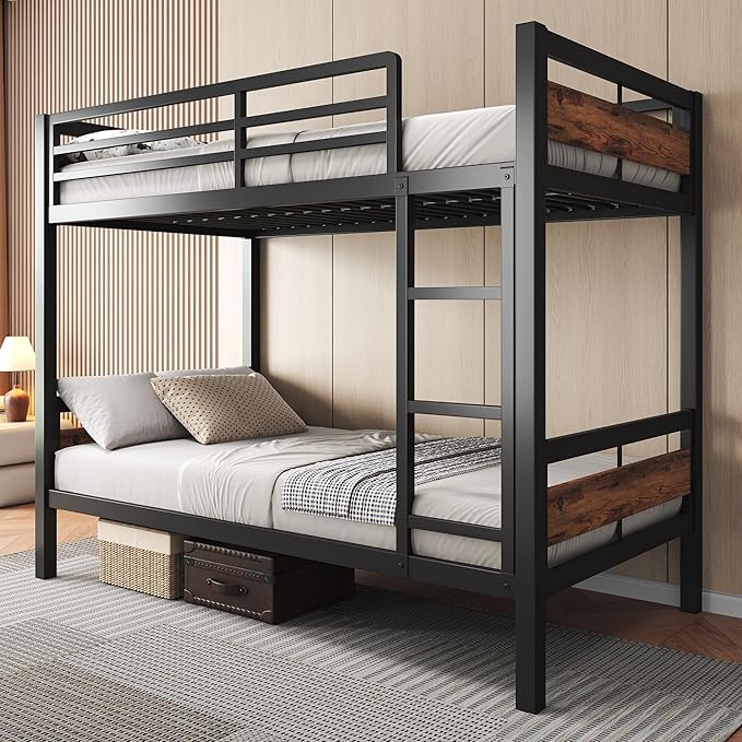 Feonase Metal Bunk Bed Twin Over Twin by FEONASE