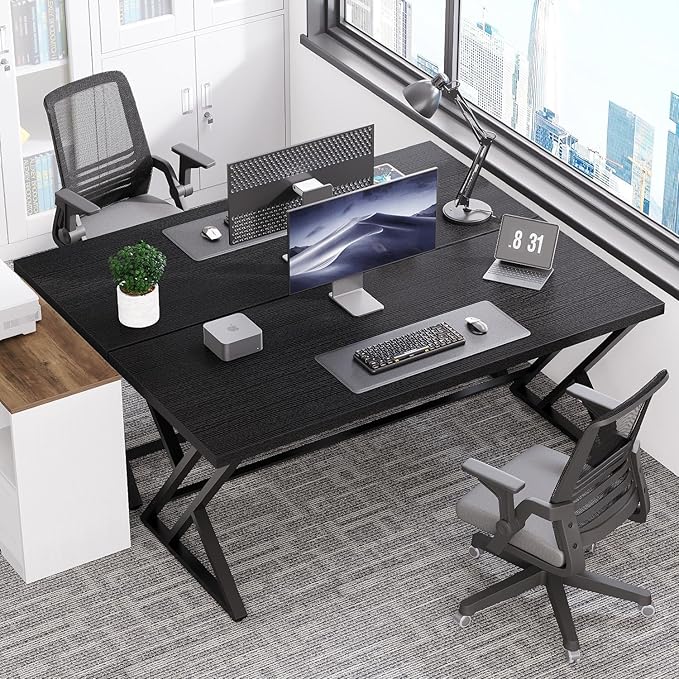 LVB Modern Black Computer Desk, Long Industrial Home Office Desk - Image 9