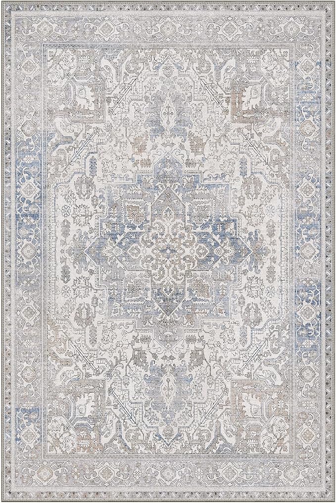 GENIMO 5x8 Area Rugs for Living Room, Machine Washable Low Pile Rugs, Chenille - Image 7