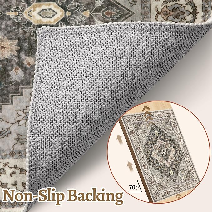 Tangsoo 3x5 Area Rug Vintage Washable Rugs Non Slip, Farmhouse Rugs Indoor - Image 5