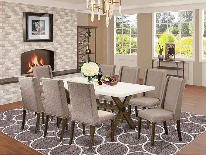 East West Furniture X727FL716-9 9 Piece Modern Dining Table Set Includes a - Image 2