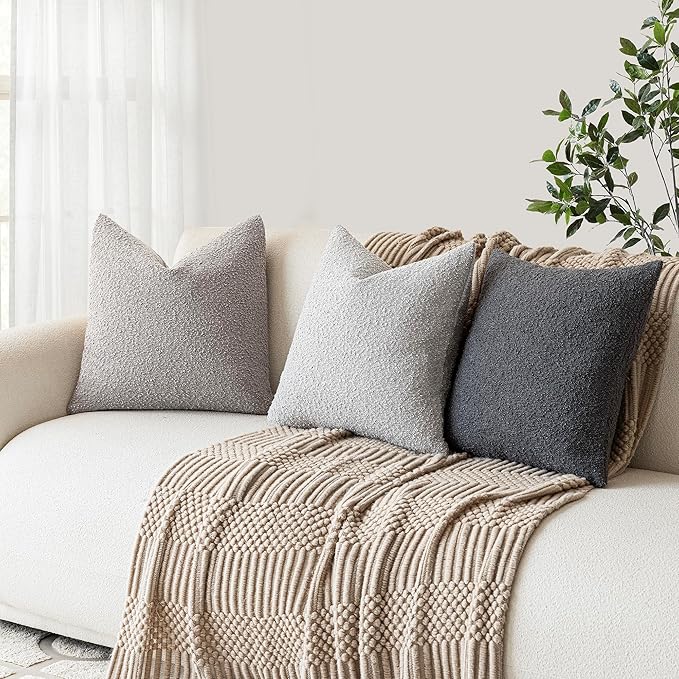 Foindtower Set of 2, Decorative Textured Boucle Throw Pillow Covers Accent - Image 7