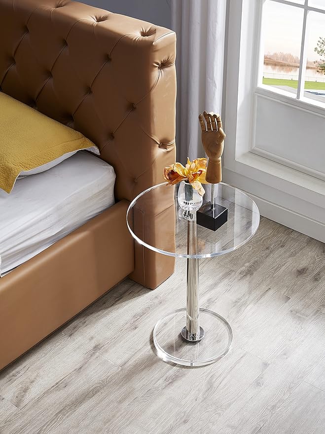 Clear Acrylic Table with Cone Metal Pole … - Image 7