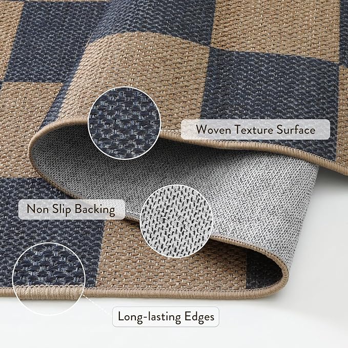 Lahome Checkered Easy Jute Living Room Rugs, 5x7 Dining Room Office Rug - Image 4