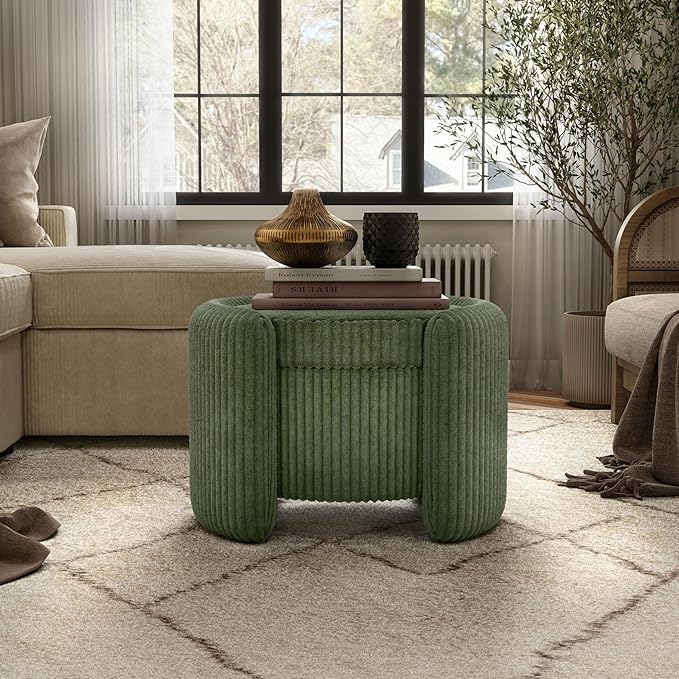 Furniture of America Lennox Modern Chenille 25-inch Round Storage Ottoman - Image 6