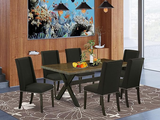 East West Furniture X677FL624-7 7 Piece Modern Dining Table Set Consist of a by EastWestFurniture