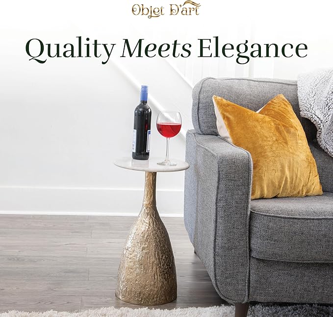 OBJET D'ART Small Round Gold End Tables, Vintage Metal Accent, Coctail and - Image 3