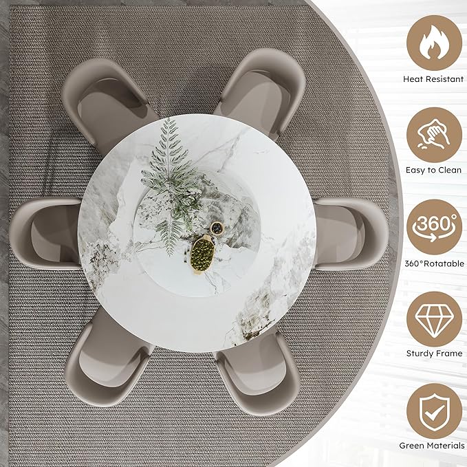 Ball & Cast 7-Piece Dining Set, Faux Marble Table - Image 5