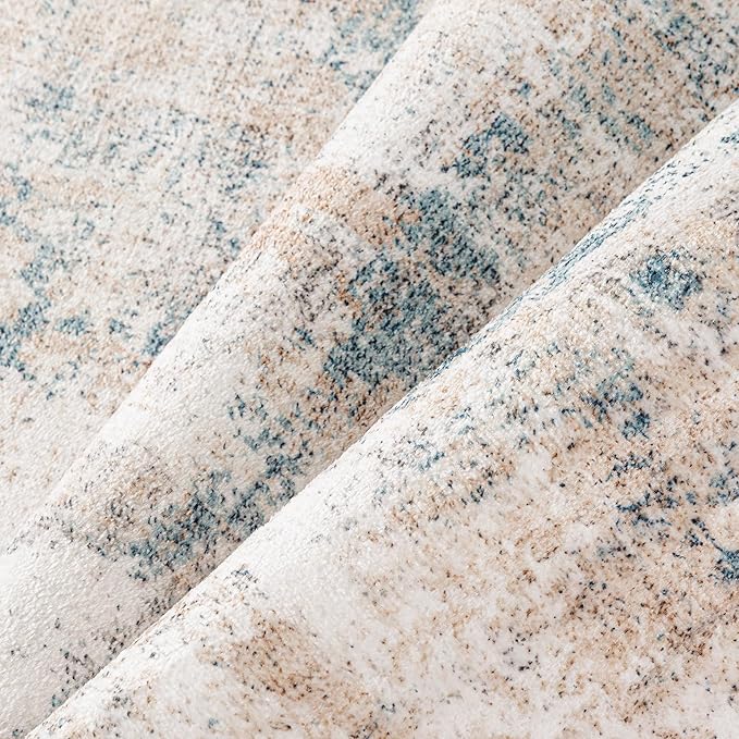 9x12 Washable Area Rug Beige Blue Neutral Abstract Living Room Bedroom Large - Image 9
